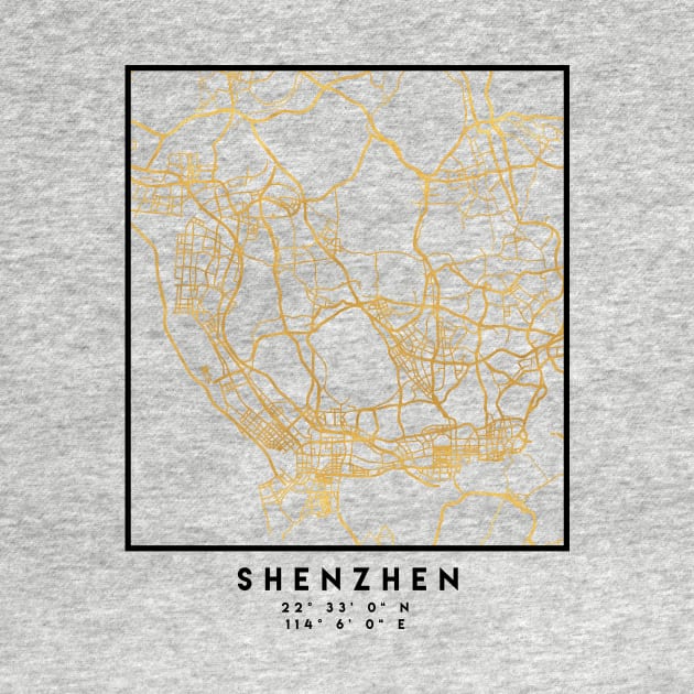 SHENZHEN CHINA CITY STREET MAP ART by deificusArt